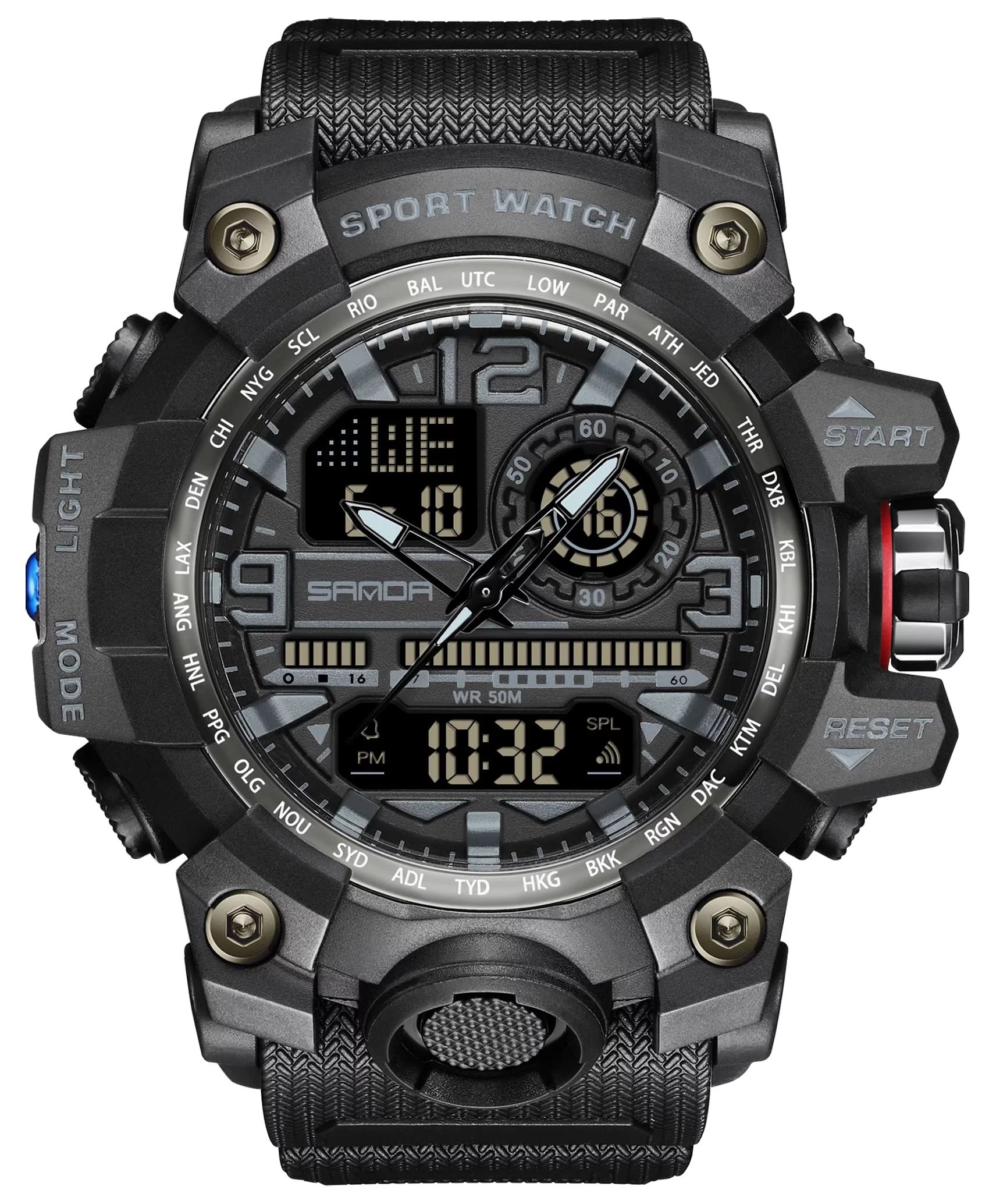 Mens Military Watch Sport Watches Waterproof Tactical Watch Outdoor Digital Watch Big Face Alarm ... | Walmart (US)