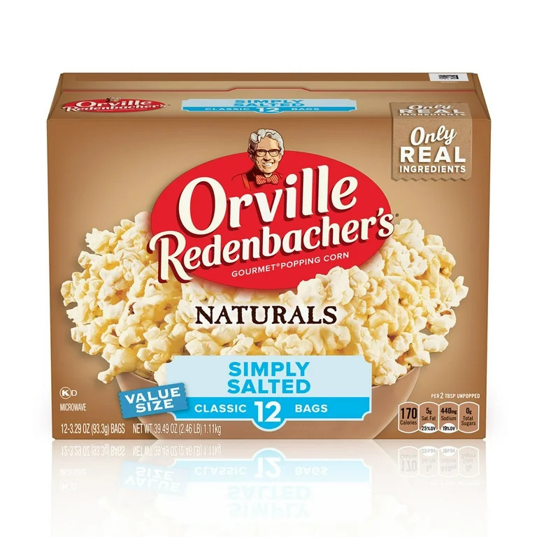 Orville Redenbacher's Naturals Simply Salted Popcorn, Microwave Popcorn, 3.29 oz, 12 Count | Walmart (US)