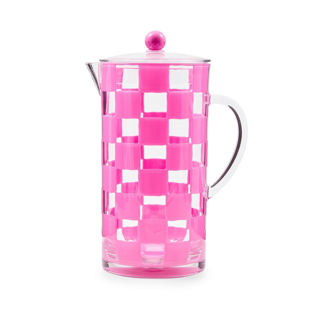 Pink Check Acrylic Pitcher | MacKenzie-Childs