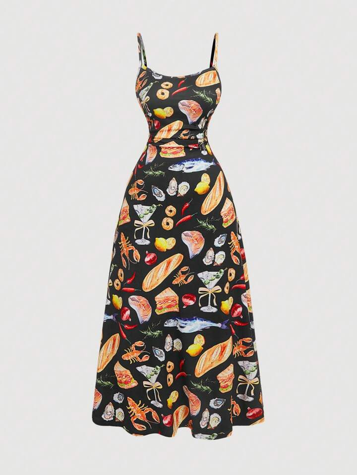 SHEIN MOD Plus Size Summer Ocean Creature Print Camisole Maxi Dress.Beach Dress. Beach Outfits For Woman | SHEIN