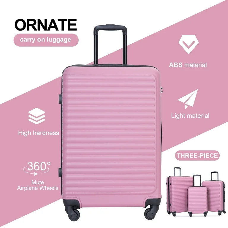 Hardside Luggage 3 Piece Set Hardshell Lightweight Suitcase with TSA Lock Spinner Wheels.(Pink) | Walmart (US)