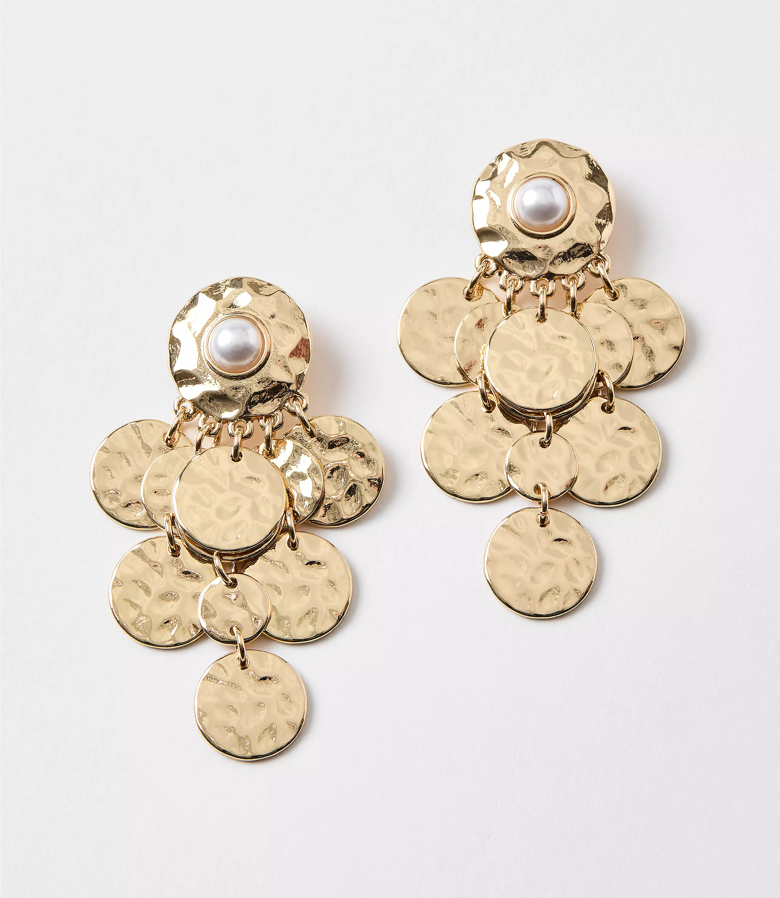 Pearlized Hammered Drop Earrings | LOFT