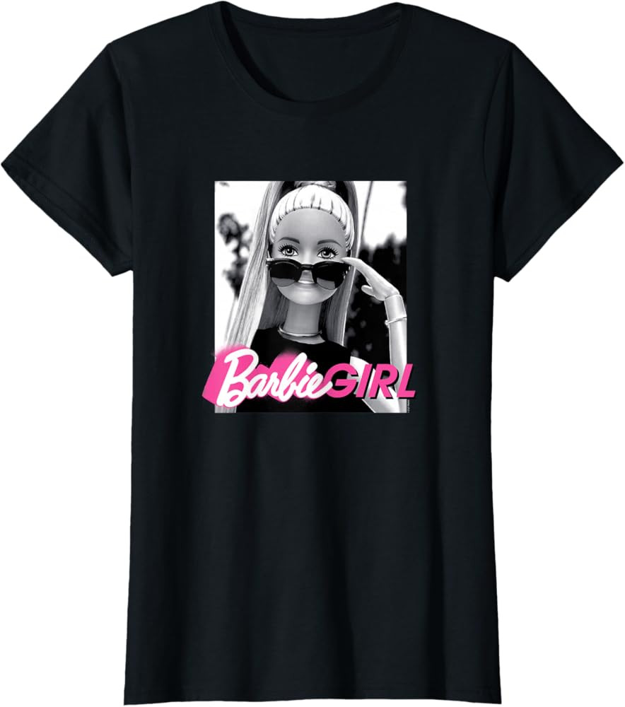 Barbie Girl Classic Fit T-Shirt - Black Cotton & Polyester Blend, Short Sleeve, Casual Style | Amazon (US)
