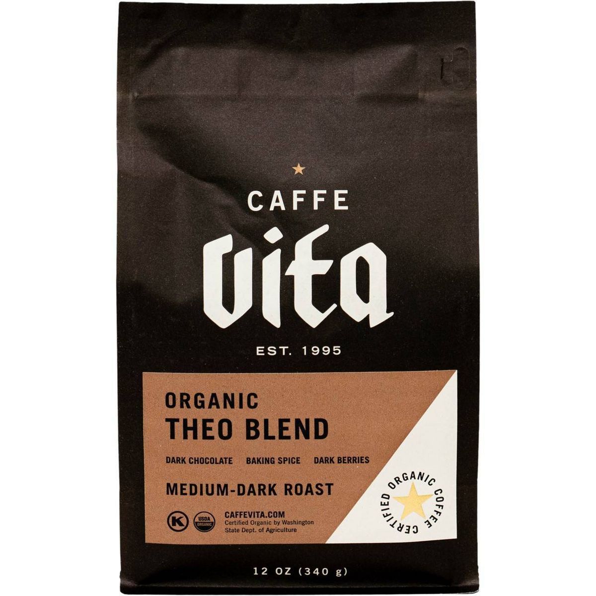 Caffe Vita Organic Theo Bend Medium Roast Whole Bean Coffee - 12oz | Target