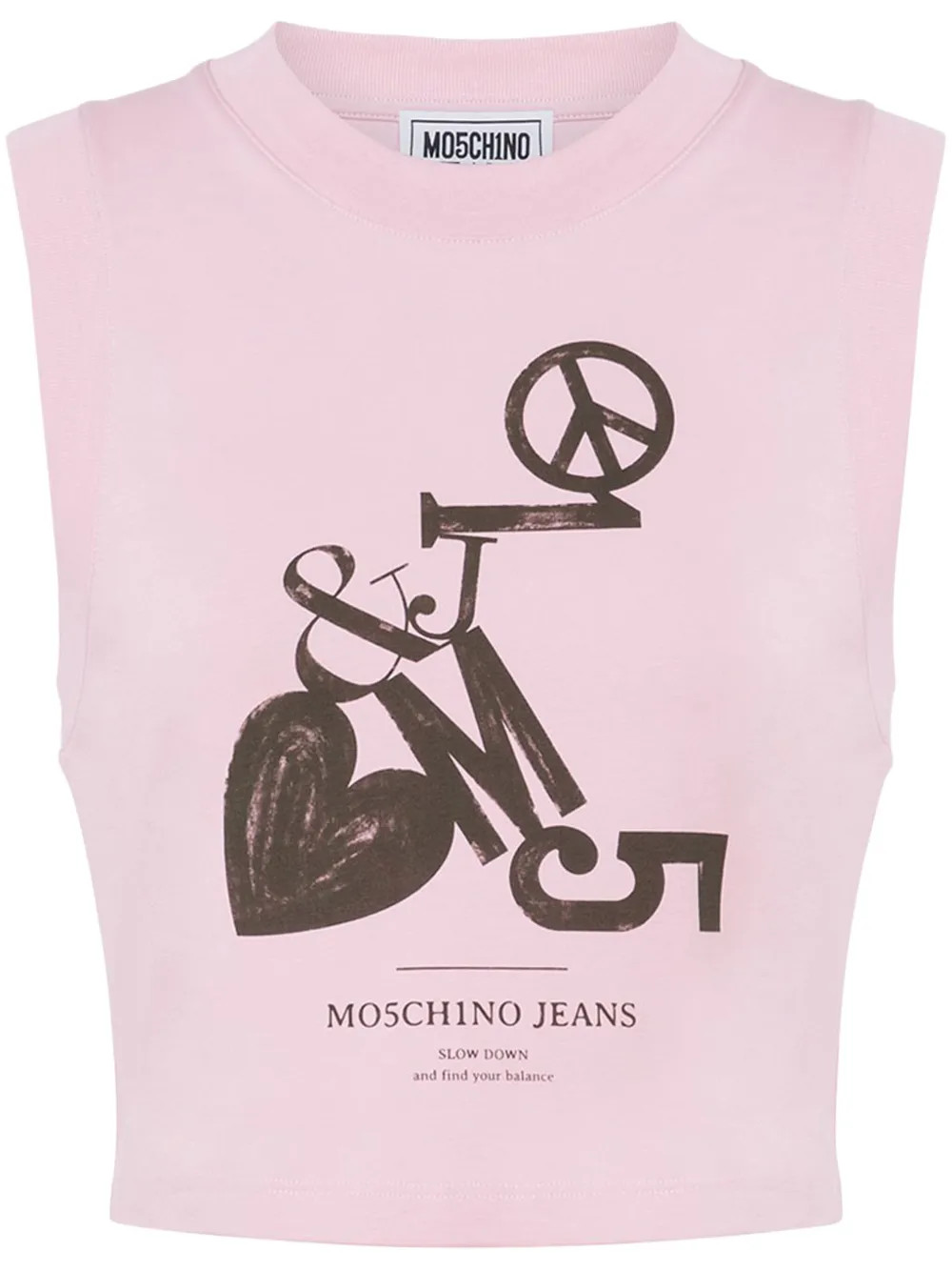MOSCHINO JEANS logo-print Cropped Top | Pink | FARFETCH | Farfetch Global
