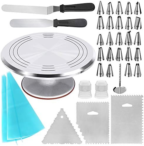 Kootek 35-in-1 Cake Decorating Supplies with Aluminium Alloy Revolving Cake Turntable, 24 Piping ... | Amazon (US)