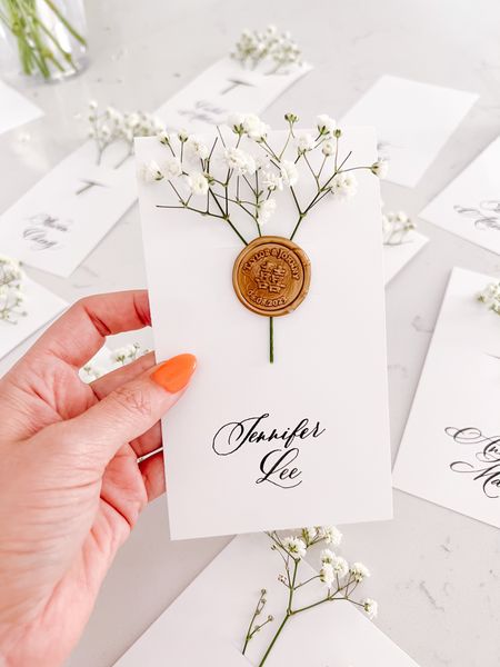 Everything I can link that we used to complete these custom wedding baby’s breath place cards/escort cards. PRO TIP: make all of your wax seals beforehand and use the sticky dots to apply wherever you need them. ❤️ #wedding #placecards #weddingdecor #bridetobe #bridesmaiddress #bridal #bride #flowers #partydecor #homedecor #dinnerparty

#LTKhome #LTKunder50 #LTKwedding