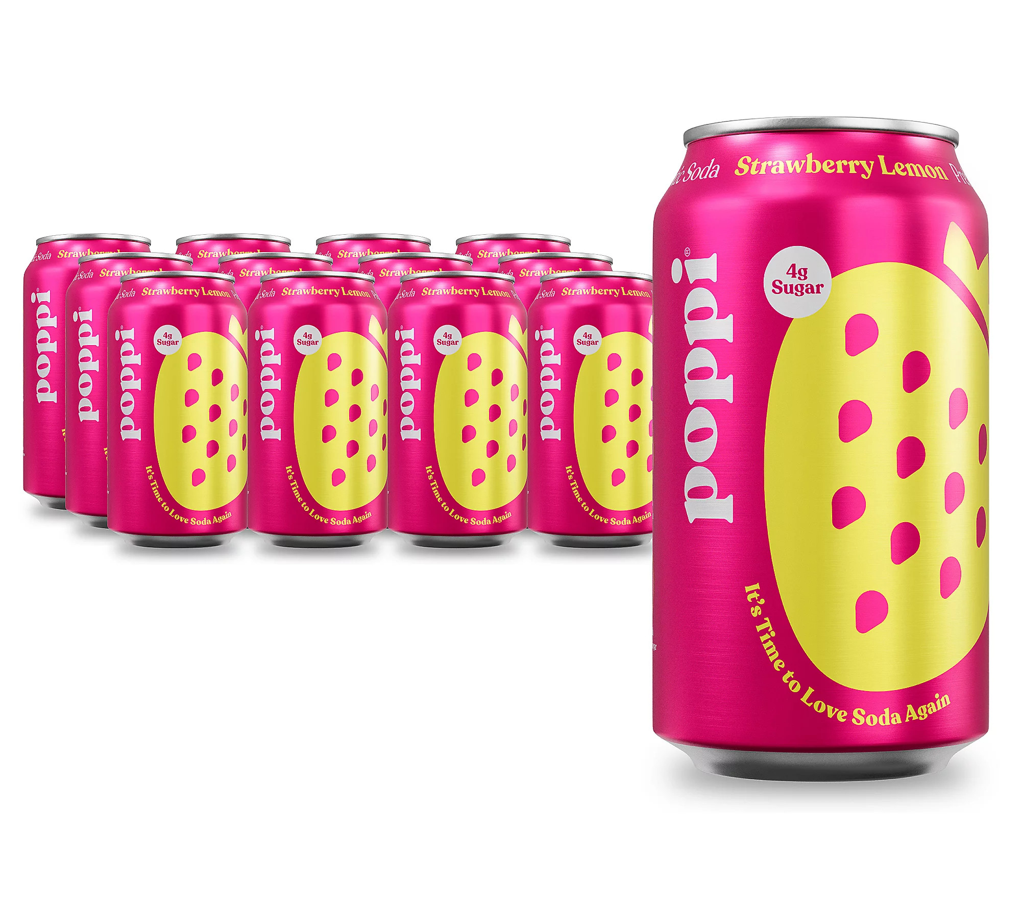 Poppi (12) 12oz Cans Prebiotic Soda - Strawberr y Lemon | QVC