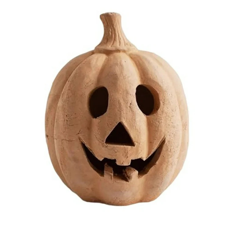 Hallowmas Handcrafted Terracotta Jack-O'-Lantern - Artisanal Halloween Decor with Hand-Carved Det... | Walmart (US)