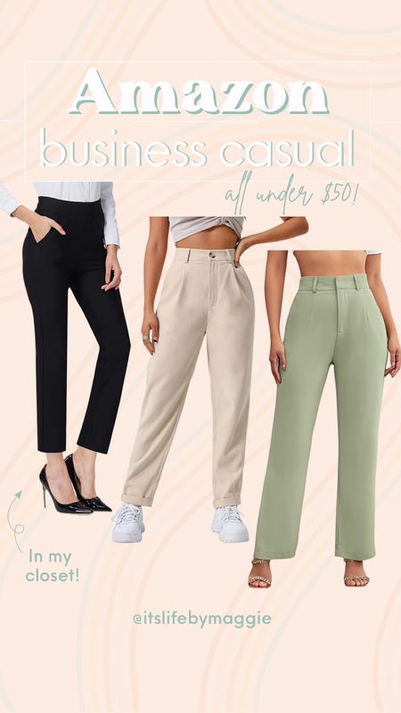 Business casual work pants from Amazon! I have this black pair and love!

#amazonfashion #businesscasual #workoutfit #workwear #workpants #officepants #highwaistedpants #amazonfinds

#LTKworkwear #LTKFind #LTKunder50