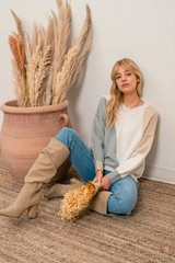 Samantha Ivory & Sky Blue Colorblock Sweater | Magnolia Boutique