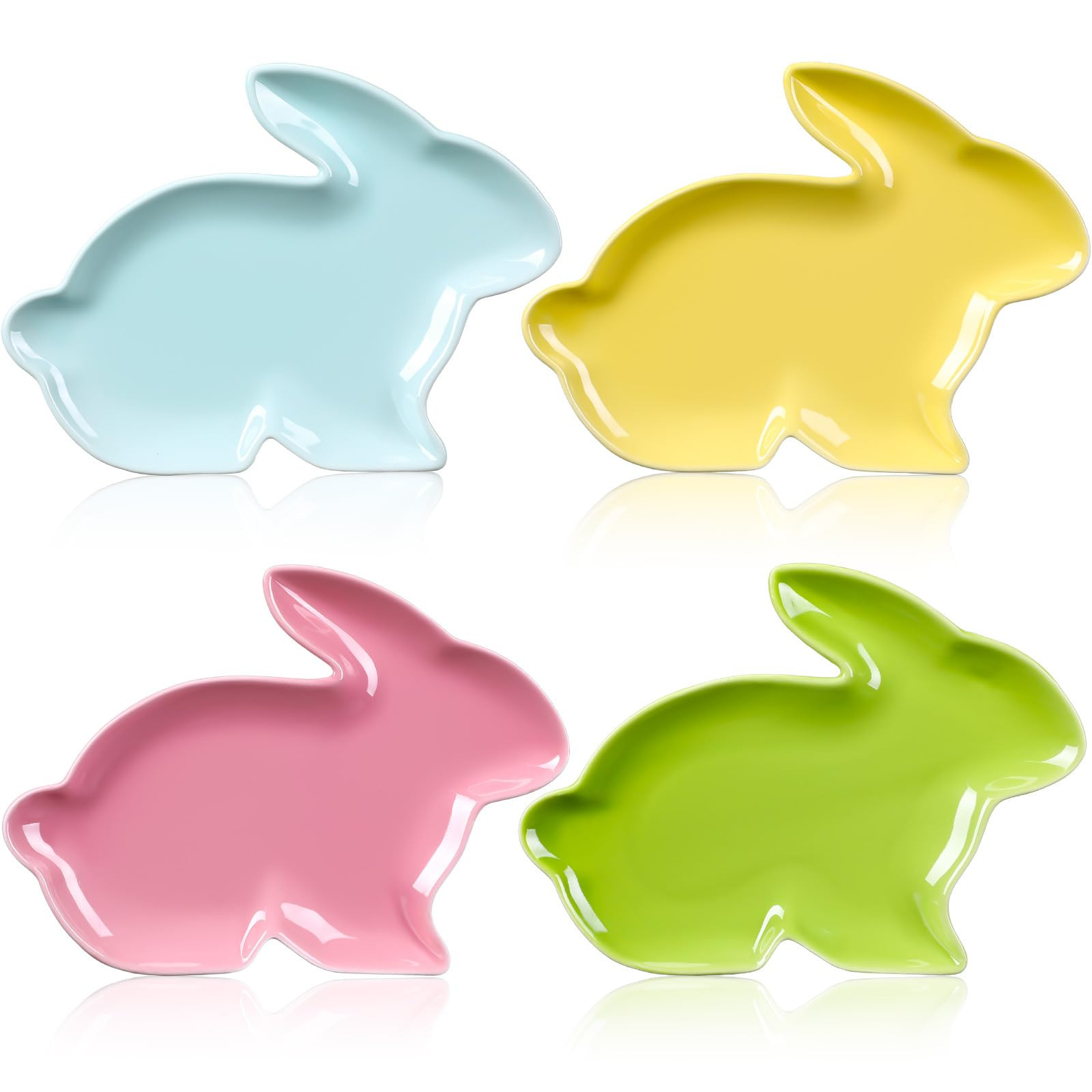 Jinei 4 Pcs Bunny Shaped Ceramic Plates Easter Serving Dish Rabbit Dinner Appetizer Tray Candy Pl... | Amazon (US)