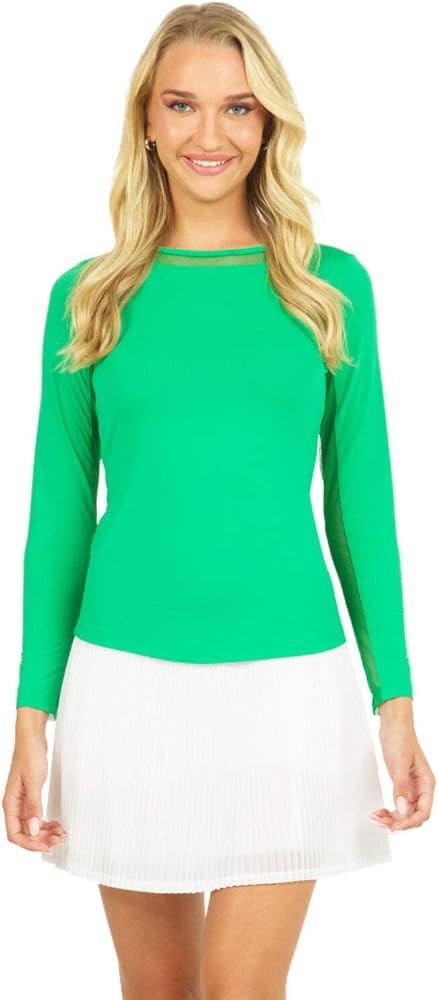 IBKUL Sun Protective UPF 50 Icefil Cooling Long Sleeve Crew Neck Top with Under Arm Mesh – 8300... | Amazon (US)