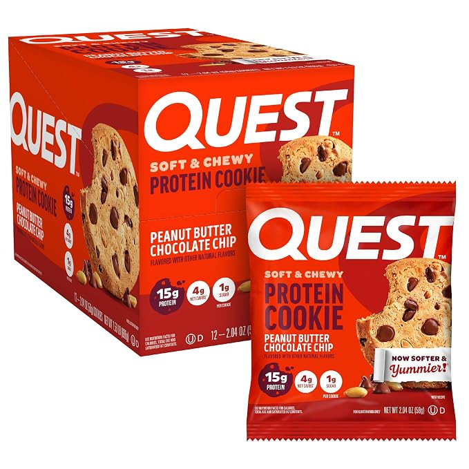 Quest Nutrition Peanut Butter Chocolate Chip High Protein Cookie, Keto Friendly, Low Carb, 24.5 O... | Amazon (US)