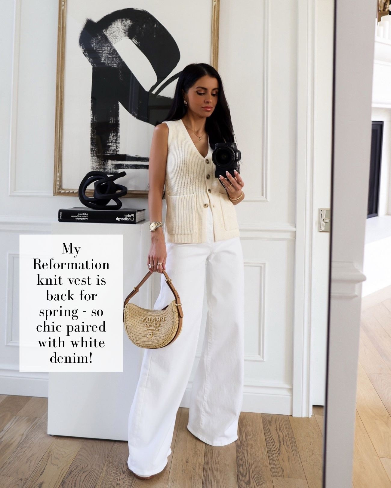 Spring and summer outfit ideas
Reformation knit vest back in stock
Frame white wide leg jeans



#LTKootd #LTKmomlife #LTKOver40