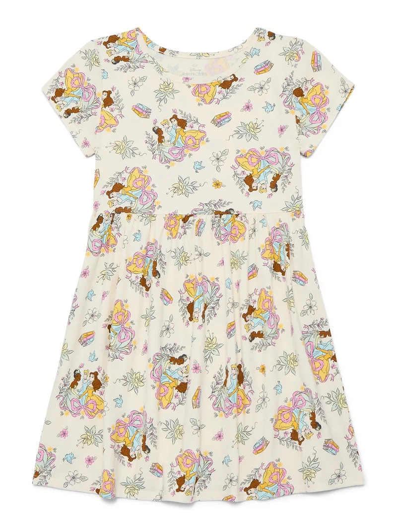 Disney Princess Girls' Allover Print Dress with Short Sleeves, Sizes 4-12 | Walmart (US)