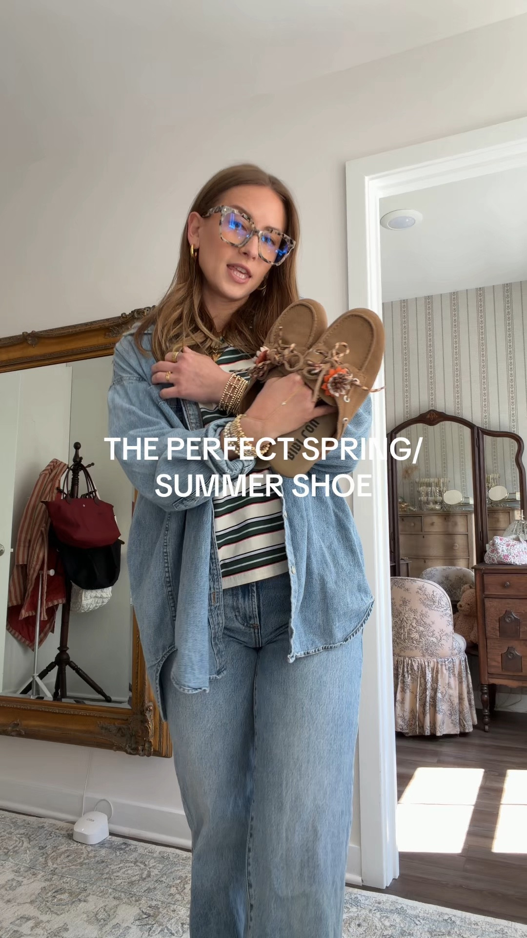 4/9/26 Denim on Denim Spring Outfit

My go-to denim on denim lately 🤍

Wearing my favorite wide-leg jeans paired with an oversized white denim shirt for an easy, elevated look. Layered with a simple striped tee underneath — one of those outfits that feels effortless but still put together.

Finished with my everyday boat shoe slides and a few simple accessories I’ve been wearing on repeat.

Everything I can link is here ✨



#LTKSeasonal #LTKootd