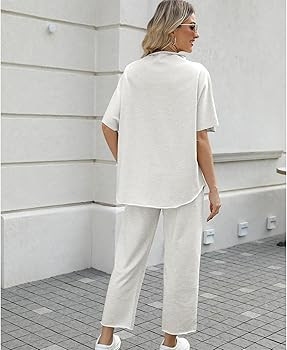 SeeLuNa Women's Two Piece Outfits 3/4 Batwing Sleeve Capelet Crew Neck Pullover Top Wide Leg Pant... | Amazon (US)