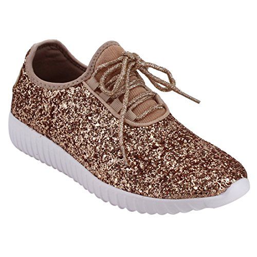 Forever Link Women's REMY-18 Glitter Fashion Sneakers Rosegold 10 | Amazon (US)