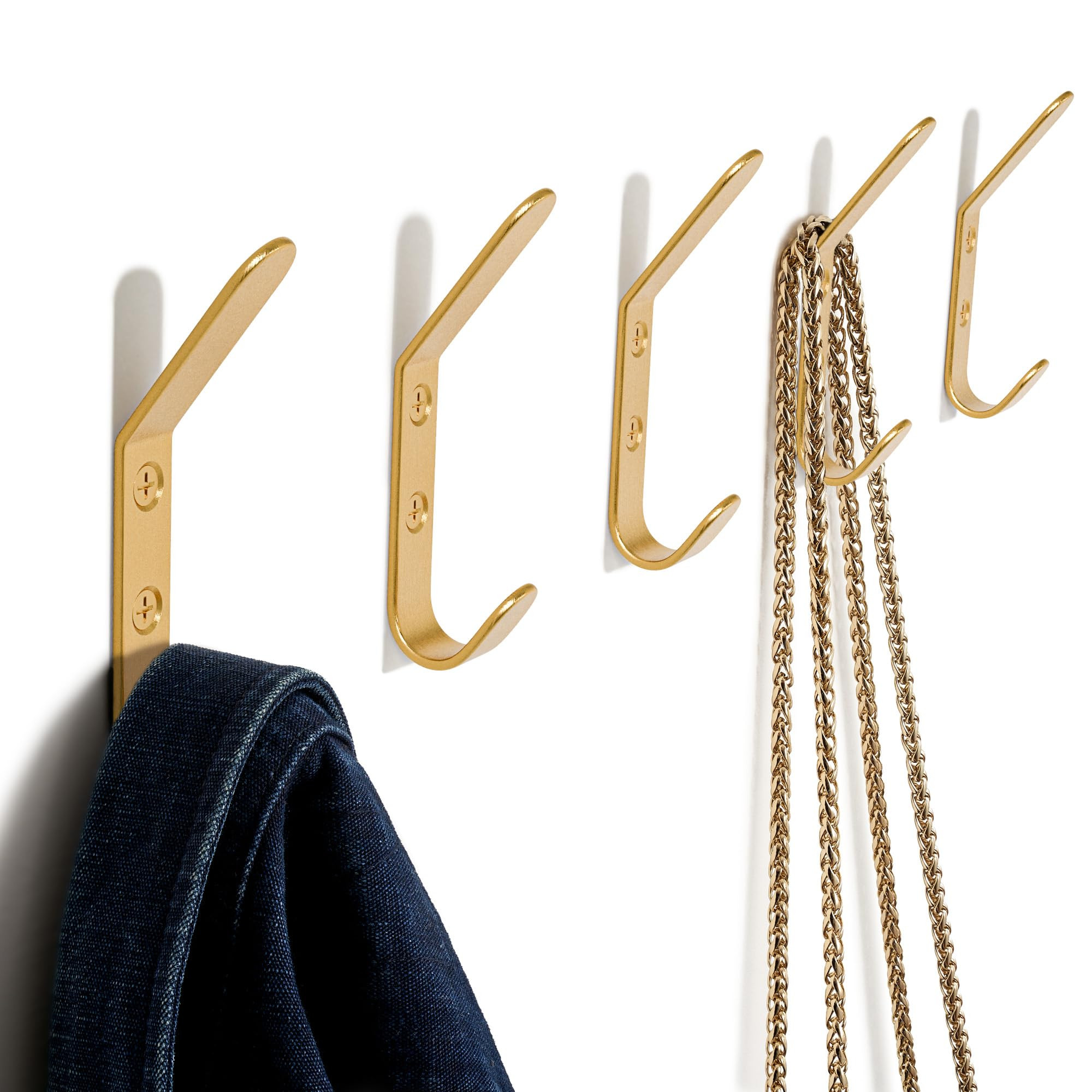 Decorative Coat Hooks For Wall Mount Set of 5 - Stylish and Sturdy Brass Metal Double Hooks Are P... | Amazon (US)