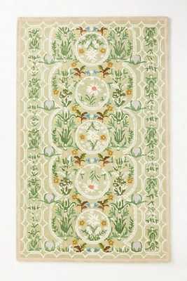 MINDTHEGAP Edelweiss Wool Hand-Tufted Floral Printed Rug | Anthropologie (US)