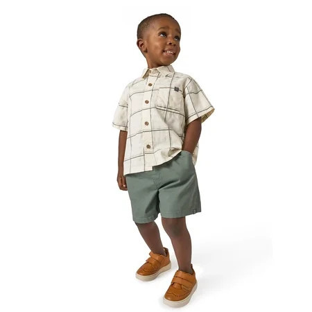 Modern Moments by Gerber Toddler Boy Button Front Shirt and Short Outfit Set, 2-Piece, Sizes 12 Months - 5T | Walmart (US)