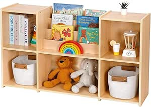 OOOK Montessori Bookshelf and Toy Storage Organizer, 2-Tier Horizontal Bookshelf, 5-Compartment T... | Amazon (US)