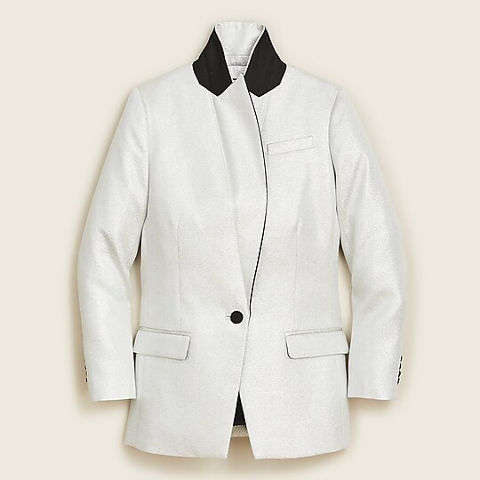 Collection Willa tuxedo blazer in metallic silver lamé | J. Crew US