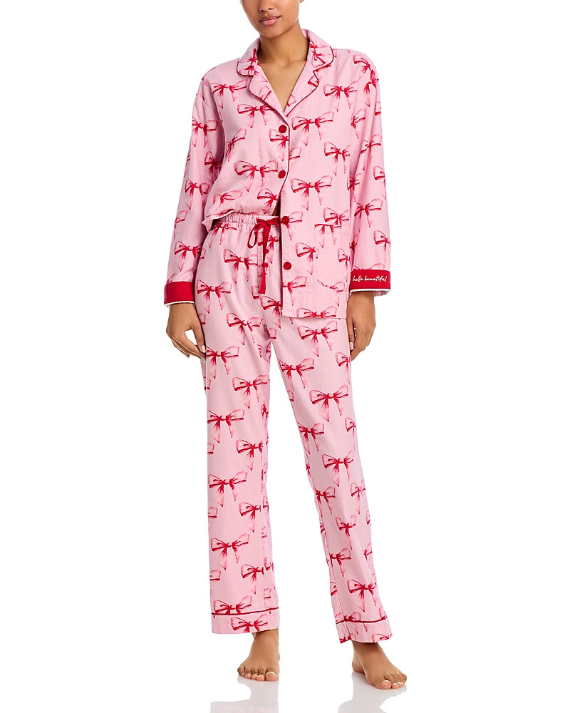 Pj Salvage Ribbon & Bows Flannel Pajama Set | Bloomingdale's (US)