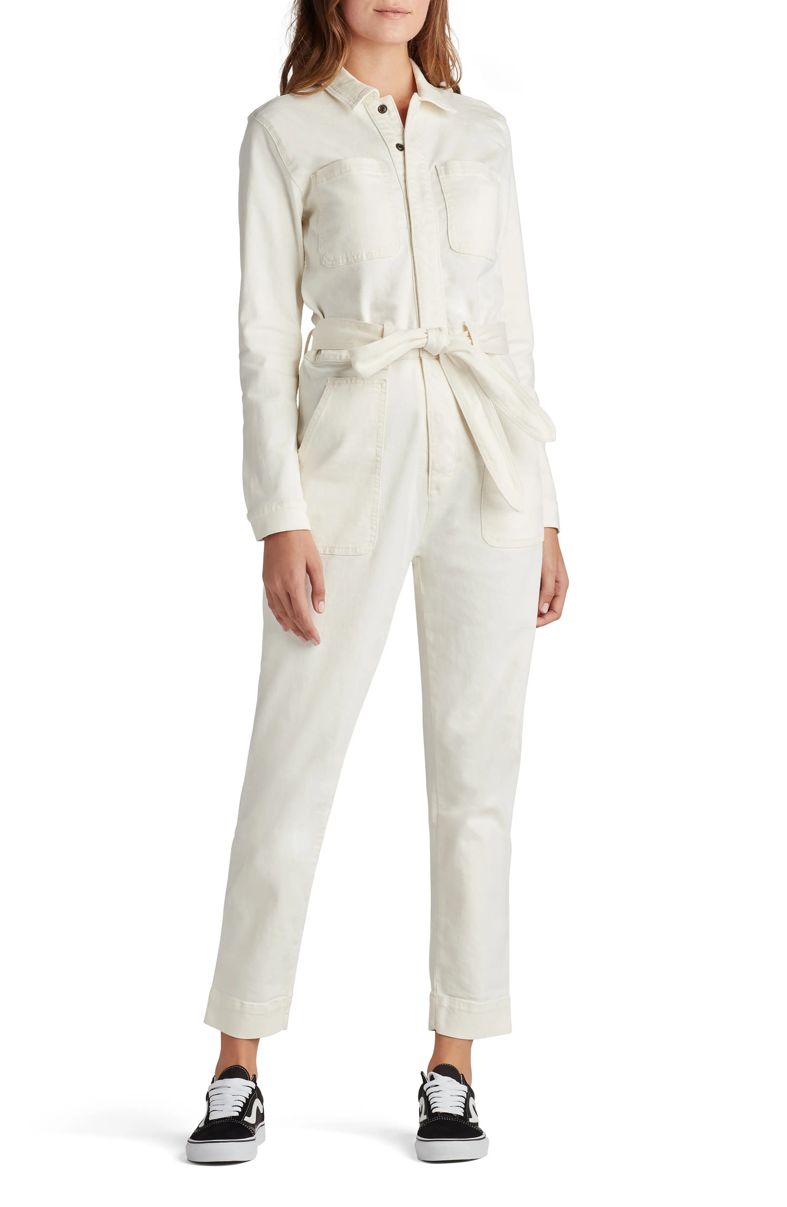 Women's Favorite Daughter Sara Denim Jumpsuit, Size Large - Ivory | Nordstrom