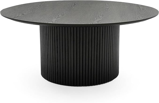 Limari Home Mannlif Collection Modern Living Room Veneer Round Coffee Table, Black Ash | Amazon (US)