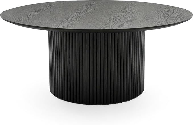 Limari Home Mannlif Collection Modern Living Room Veneer Round Coffee Table, Black Ash | Amazon (US)