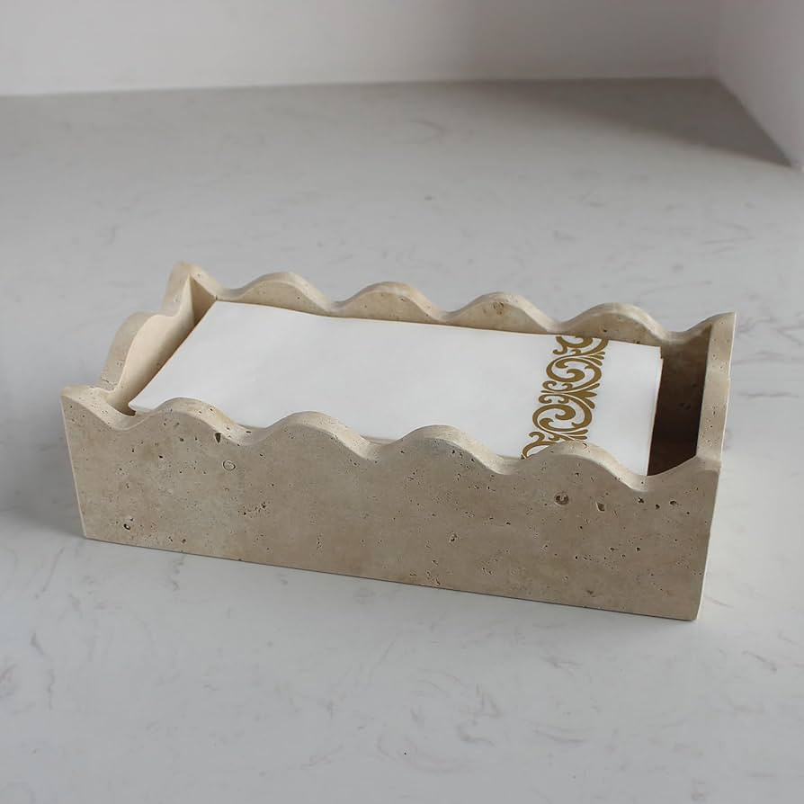 Natural Travertine Guest Towel Holder 9.8" × 4.9" for Bathroom, Rectangular Napkin Holder with S... | Amazon (US)