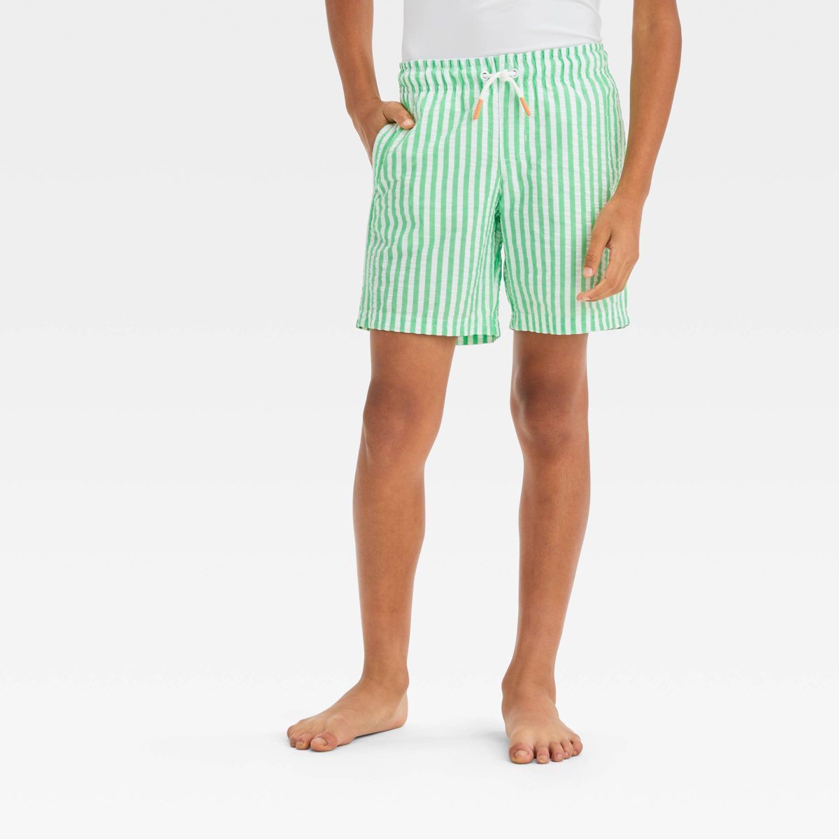 Boys' Striped Swim Shorts - Cat & Jack™ Green S | Target