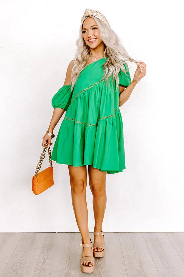 Champagne Boardwalk Mini Dress In Green | Impressions Online Boutique