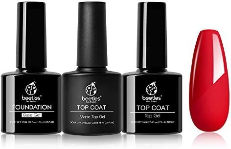 Amazon.com: Beetles Gel Nail Polish Base No Wipe Top Coat - Matte Gel Top Coat and Shine Top Gel ... | Amazon (US)