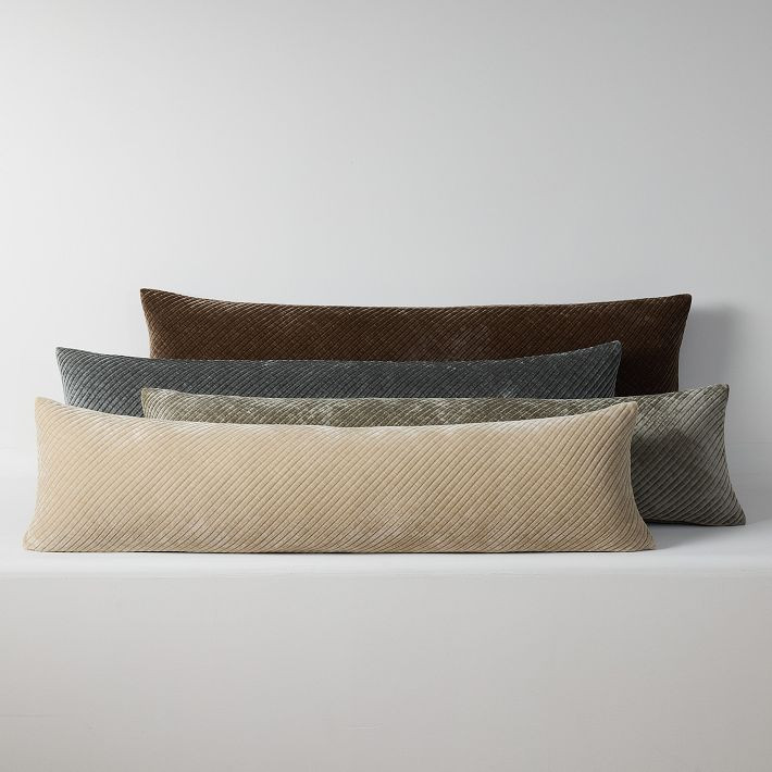 Corded Bias Velvet Lumbar Pillow Cover | West Elm (US)