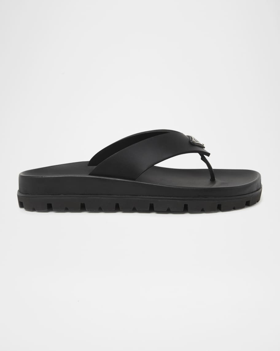 Prada Rubber Thong Slide Sandals | Neiman Marcus