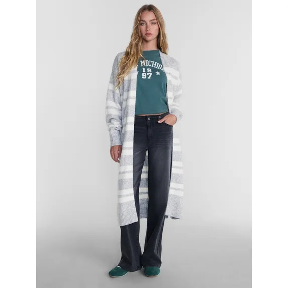 No Boundaries Open Front Duster Cardigan Sweater, Midweight, Women's XXS-XXL | Walmart (US)