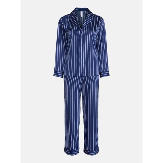 Joyspun Women’s Stretch Satin Sleep Top and Pants, 2-Piece Set, Sizes XS to 3X | Walmart (US)
