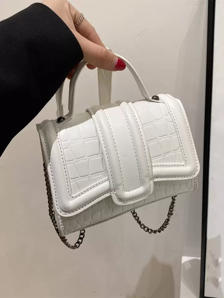 Mini Crocodile Embossed Flap Chain Square Bag | SHEIN