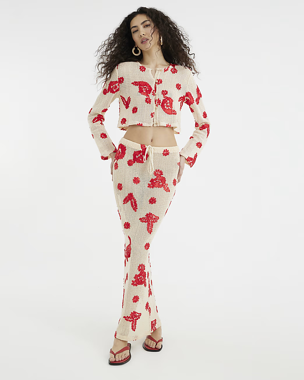 Cream Embroidered Beach Maxi Skirt | River Island UK & IE