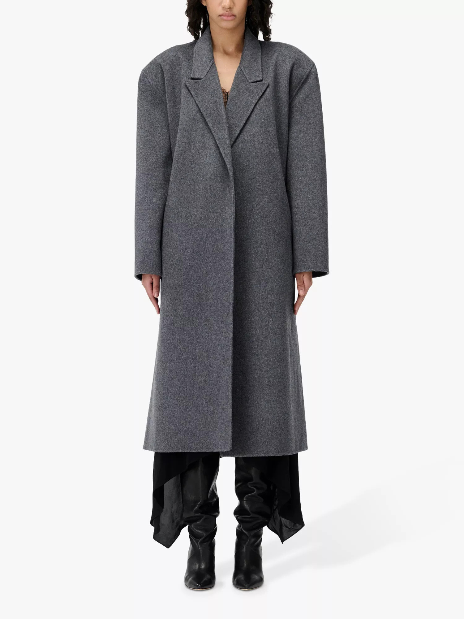 IRO Nallia Belted Wool Rich Coat, Grey | John Lewis (UK)