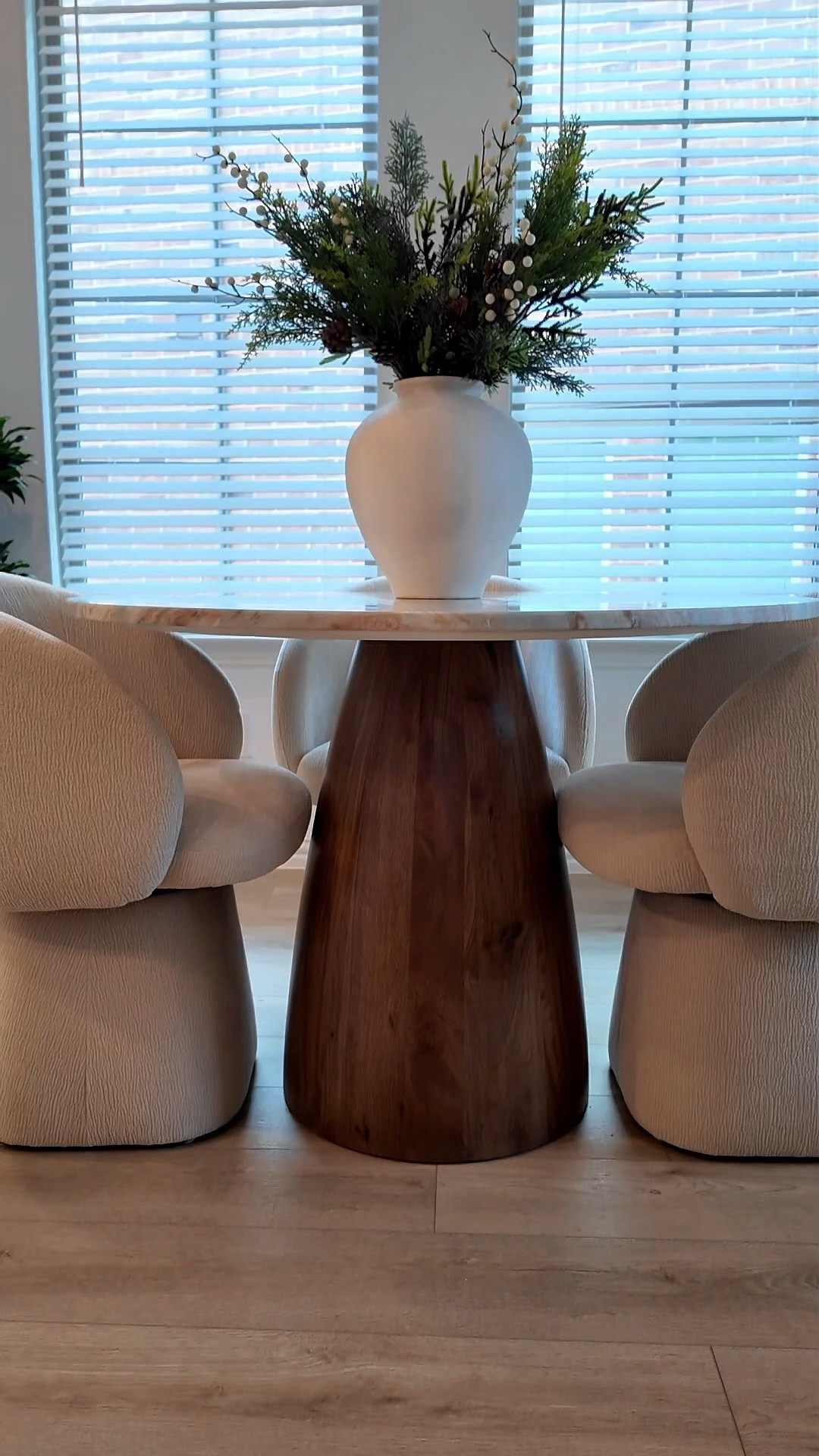 The perfect round marble & wood table for small spaces  

#LTKmomlife #LTKHome