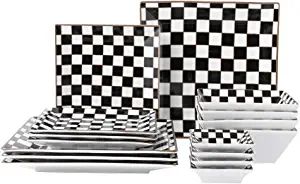 Porlien Checker 16-piece Square Dinnerware Set for 4 with Side Dishes | Amazon (US)