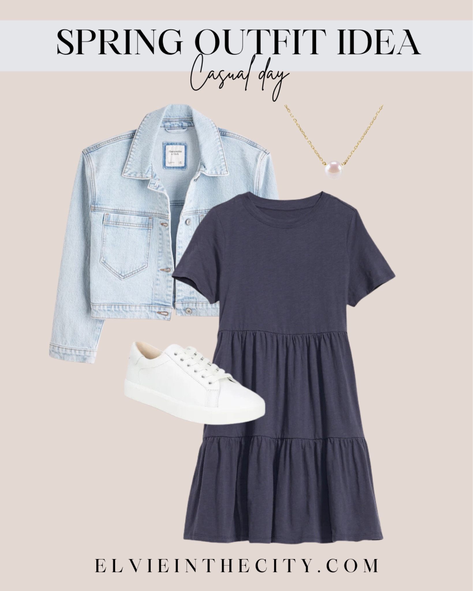 Spring outfit idea - casual day

T shirt dress - cotton dress - denim jacket - cropped jacket - sneakers - dainty necklace 

#LTKstyletip #LTKunder50 #LTKshoecrush