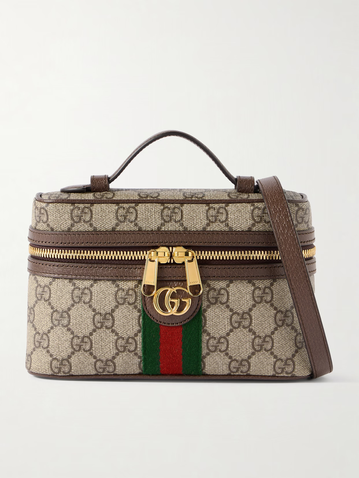 Gucci - Ophidia Leather-trimmed Coated-canvas Mini Shoulder Bag - Neutrals | NET-A-PORTER (US)