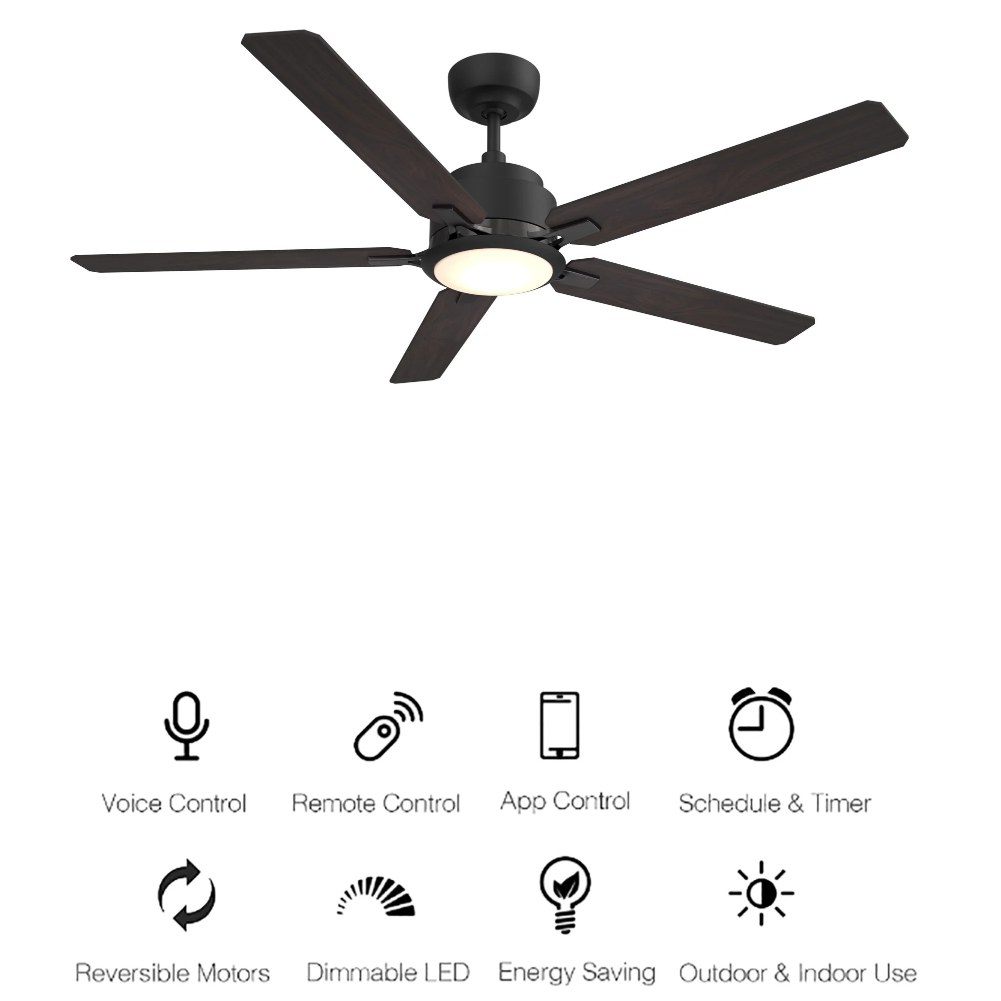 Smaair 52" Smart Ceiling Fan with Dimmable LED Light Remote 10 Speed Quiet DC Motor Reversible | Walmart (US)