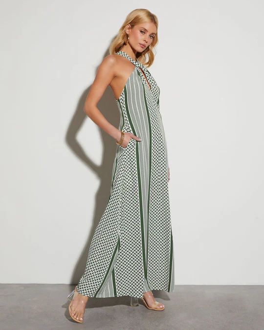 Rylee Striped Halter Neck Maxi Dress | VICI Collection