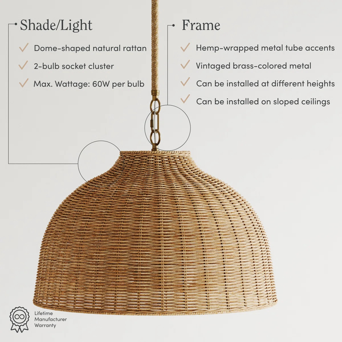 Modern Farmhouse Rattan Pendant Light | Wayfair North America